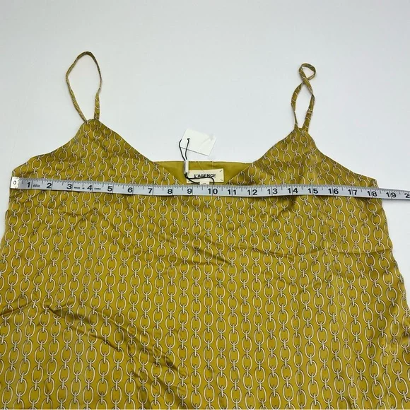 L'AGENCE Jane‎ Chain Print 100% Silk Camisole Goldchamp Womens Tank Large NEW